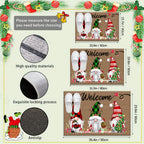 Christmas Gnome Doormat Non-Slip Machine Washable 6mm Thick Holiday Welcome Mat 100% Polyester Winter Home Decoration Indoor Outdoor Entry Rug - 19.6x31.4 and 31x47 Inch