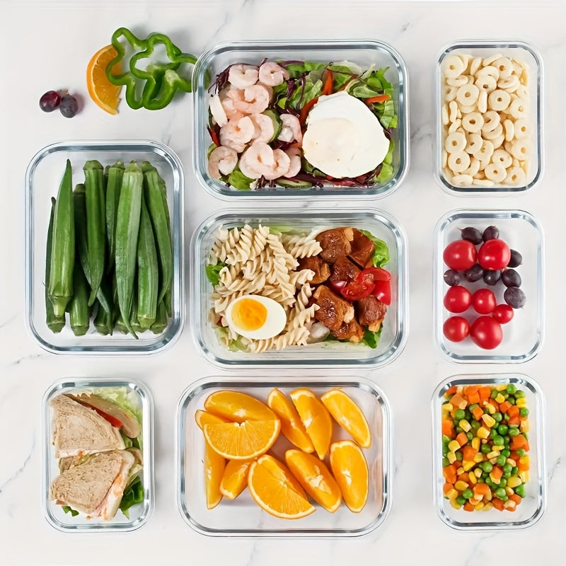 Glass Food Storage Containers with Lids 10-Piece Set – Airtight Leak-Proof Meal Prep Bento Boxes, Microwave Oven Freezer & Dishwasher Safe