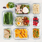 Glass Food Storage Containers with Lids 10-Piece Set – Airtight Leak-Proof Meal Prep Bento Boxes, Microwave Oven Freezer & Dishwasher Safe