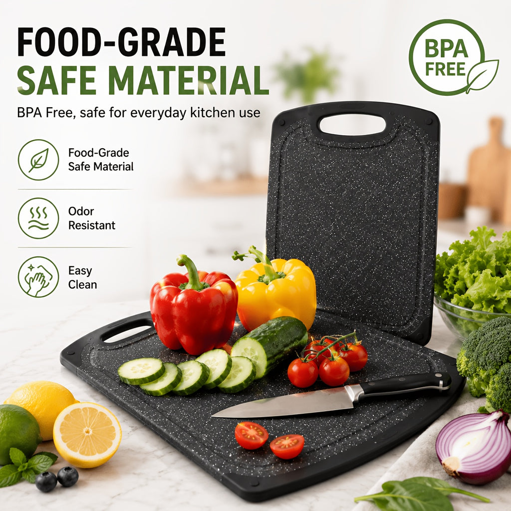 Cutting Board Set 3pcs, Non-Slip Kitchen Chopping Boards with Juice Groove, Dishwasher Safe, Durable BPA-Free Boards for Meat, Vegetables & Fruit, Kitchen Essential & Great Housewarming Gift