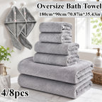Microfiber Bath Towel Set 4 or 8 Piece – Extra Large 71×35” Ultra-Soft Quick Dry – Includes Bath Towel, Hand Towels, Washcloths & Hair Drying Cap for Bathroom, Hotel & Gym