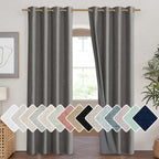 Linen Blackout Curtains 2 Panels 100% Farmhouse Grommet Top – Thermal Insulated Thick Window Drapes for Living Room Bedroom, 11 Colors 6 Sizes