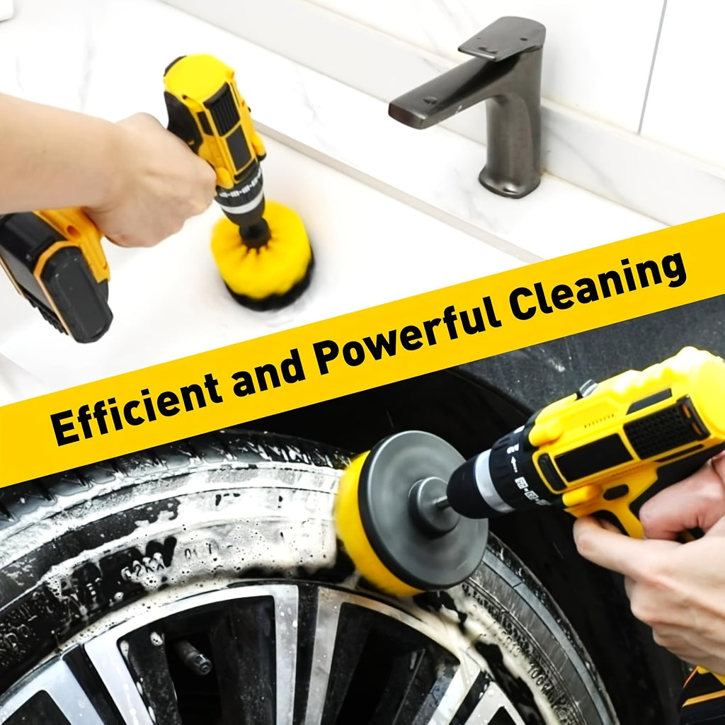 Drill Bit Scrub Brush Set 7 Piece with Cleaning Pads for Bathroom Toilet Kitchen Patio Vehicle Multi-Surface Power Scrubber Attachment Kit