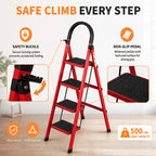 Heavy-Duty Folding Step Ladder 2 3 4 5 Step 500 Lbs Capacity Non-Slip Lightweight Portable Plastic Stepladder for Home and Industrial Use