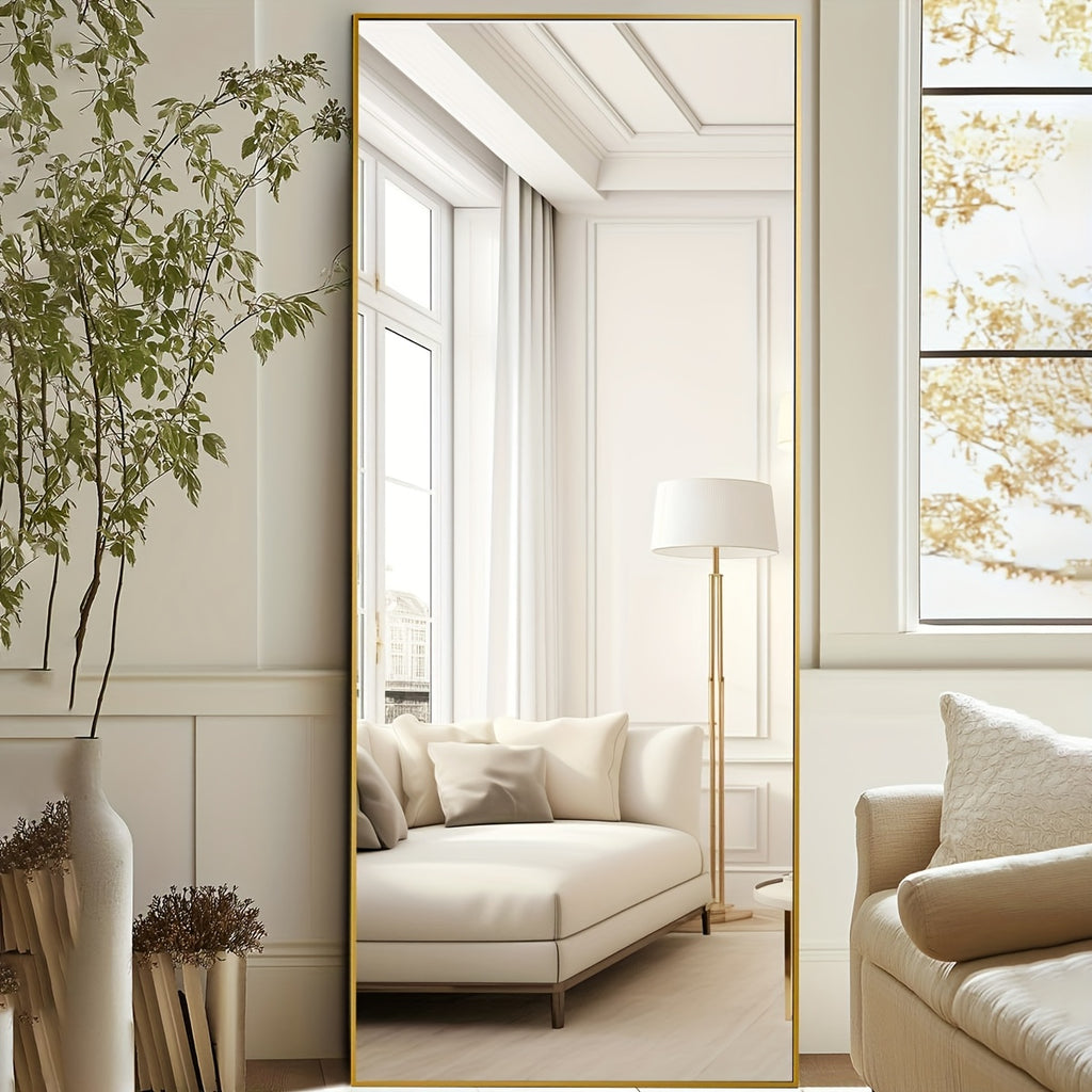 Arched Floor Mirror Full Length 58x18 Inch – Freestanding Leaning or Wall-Mounted Full Body Mirror with Rustproof Stand, Modern Arch Design for Bedroom, Living Room & Cloakroom