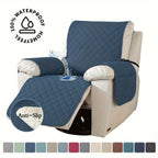 Recliner Chair Cover Waterproof Non-Slip, Oversized Recliner Slipcover with Side Pocket & Elastic Straps, Washable Furniture Protector for Dogs & Pets, Warm Cozy Chair Cover, 1 Piece
