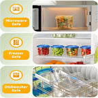 Meal Prep Containers 6pcs 24oz BPA-Free Plastic Food Storage with Flip-Top Lids – Leakproof Microwave Dishwasher Freezer Safe for Soup, Leftovers & Meal Prep