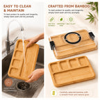 Bamboo Charcuterie Board with Clear Lid & 5 Compartments – Serving Platter Tray with Handle, Side Locks & Reusable Snack Board for Cheese, Fruit, Crackers, Appetizers, Party & Holiday Gatherings