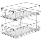 Transparent Pull-Out Storage Organizer – Double-Layer Slide-Out Cabinet Basket for Bathroom Vanity, Under-Sink & Kitchen, Space-Saving Plastic Shelf (1 or 2pcs)