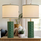 27" Modern Ceramic Table Lamp Set of 2 – Farmhouse Bedside Lamps with 3 Color Temperatures for Bedroom, Living Room & Office (LED Bulb Included)