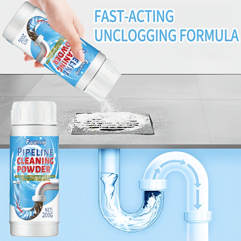 FARIENNE Pipeline Cleaning Genius Drain Cleaner & Clog Remover 200g – Quick-Acting, No Surfactants, for Toilets, Sinks, Tubs, Shower Drains & Kitchen Pipes