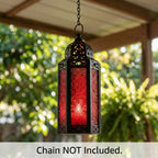 Moroccan Candle Lantern Holder Medium 10.5 Inch – Handcrafted Glass Iron Metal Lantern with Embossed Floral Panels, 17 Colors, Indoor Outdoor Use for Ramadan, Wedding, Patio, Diwali & Home Decor