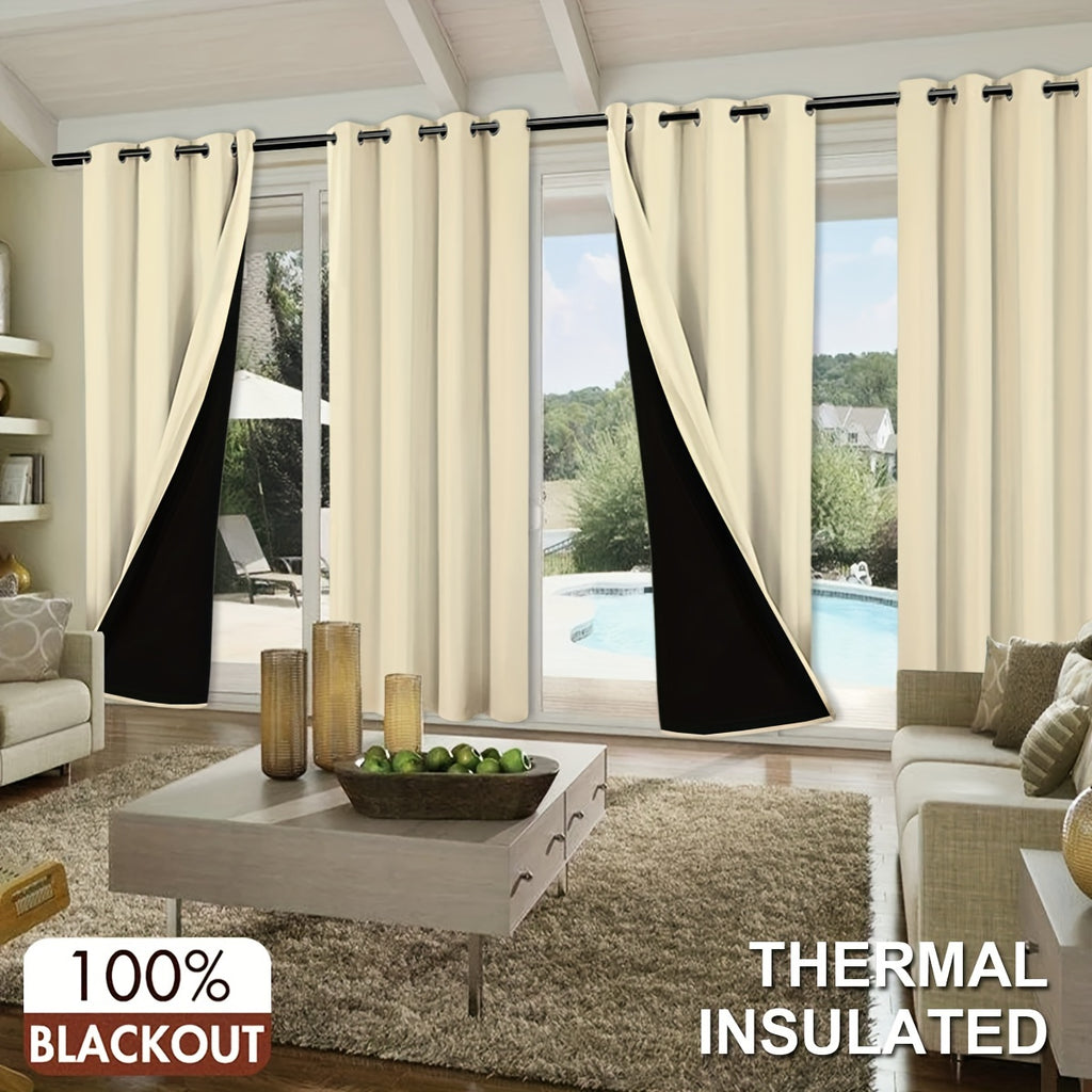 100% Blackout Curtains 4-Panel – Coated Lining Grommet Top for Total Darkness, Privacy Drapes for Bedroom Living Room Kitchen Bathroom, 8 Colors 9 Sizes