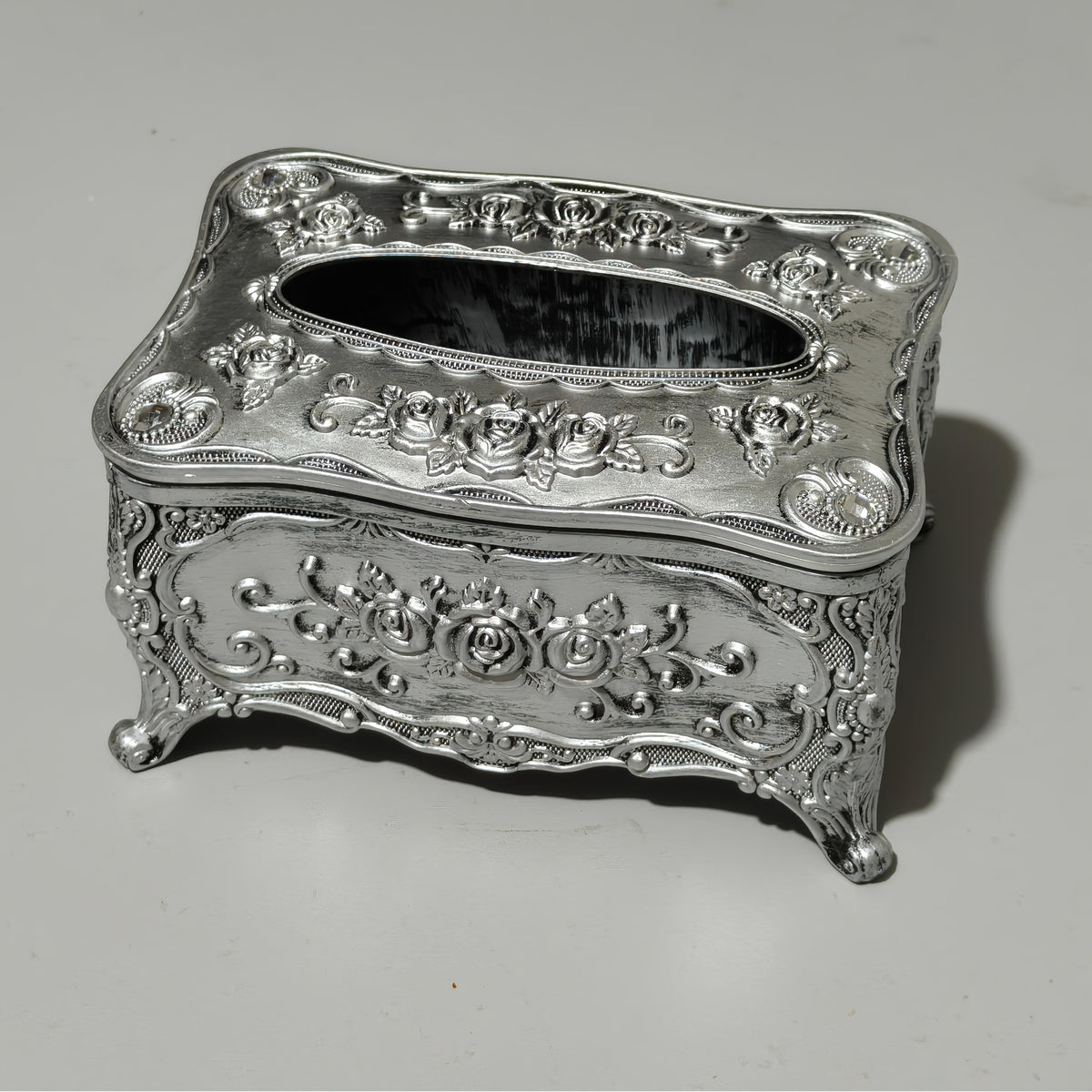 European Retro Luxury Tissue Box Cover | Decorative Antique-Style Facial Tissue Holder for Living Room, Bathroom & Restaurant | Antique Gold, Silver or Vintage Red