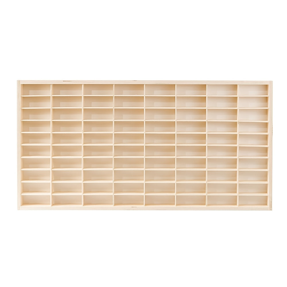 Diecast Car Display Case 1:64 - Solid Wood 60-Grid Collectible Storage Box & Display Cabinet with Hooks, Lidless Design for Home, Office & Shop