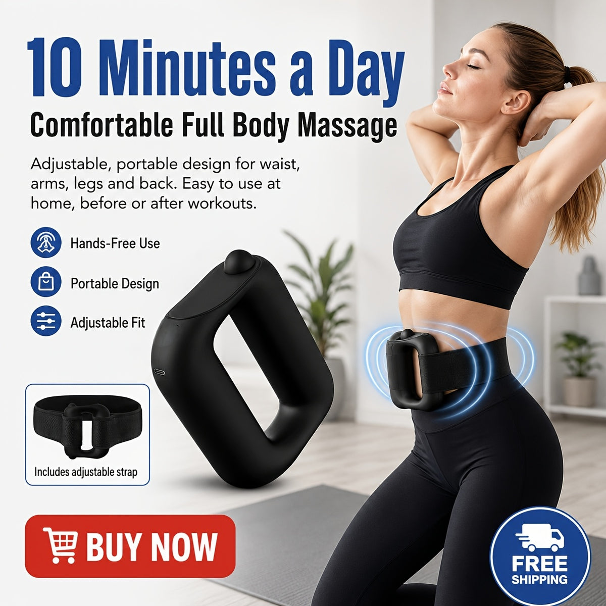 Fascia Ring Massager – Portable Multi-Function Neck Back Waist & Leg Body Massager with Adjustable Support Strap, Muscle Relaxation & Recovery Tool for Full Body Use, 3 Style Options
