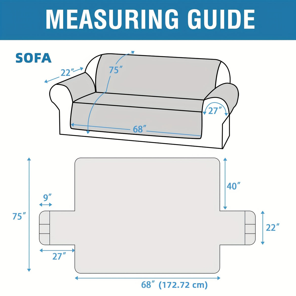 Liquid-Resistant Sofa Cover with Pocket, Geometric Pattern Couch Slipcover Furniture Protector for Pets, Washable Thick Soft 1 2 3 4 Seat Sizes Chair Loveseat Sofa