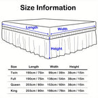 Elastic Wrap Around Bed Skirt No-Lift, 15 Inch Drop Microfiber Dust Ruffle, 30 Fade-Resistant Colors, Machine Washable, Twin Full Queen King Size