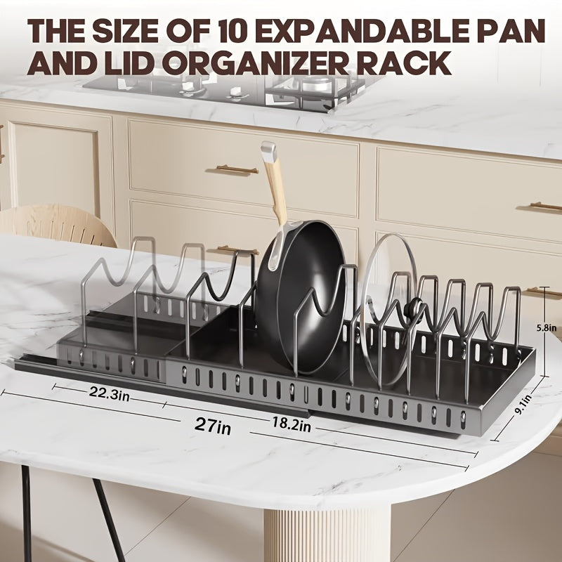 Pull Out Cabinet Organizer Under Cabinet Pot and Pan Rack Sliding Storage with Adjustable Dividers for Pot Lids Bakeware Plates