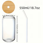 Mason Jar Drinking Glasses Set of 16 with Lids, Straws & Brushes - 18.7oz 550ml Reusable Glass Cups for Iced Coffee Water Family Gatherings