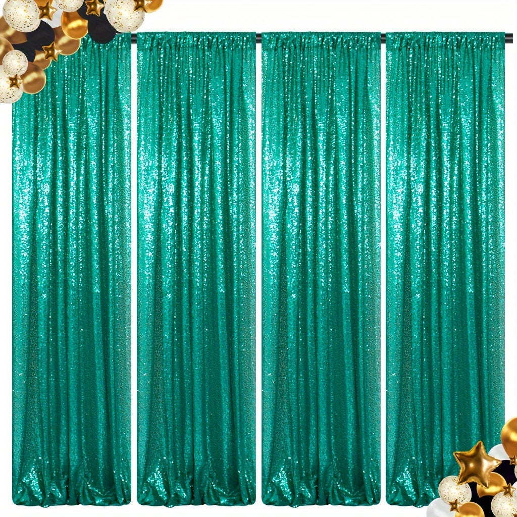 Sequin Curtains Backdrop 4 & 6 Panels 2x8FT - Shimmer Glitter Party Backdrop Curtain for Wedding Birthday Bachelorette Photo Booth, 25 Colors Reusable Event Decoration