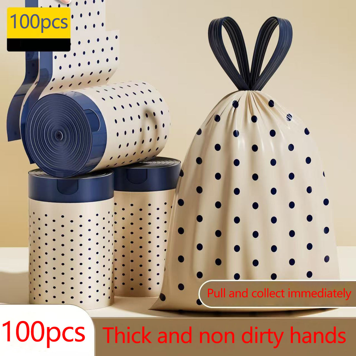 Scented Drawstring Trash Bags 100 Count, 20L Multi-Pocket Tear-Free Garbage Bags with Fragrance, Thickened Automatic Closing Waste Bin Liners for Home Kitchen Bathroom