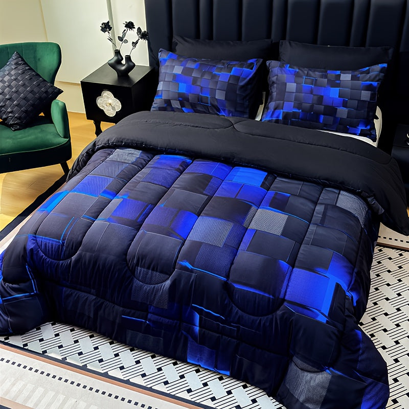 180GSM Digital Print Comforter Set 3-Piece Queen King Twin Full – Thick Quilt with 2 Pillowcases, All-Season Soft Breathable Bedding Set for Bedroom & Dormitory