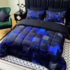 180GSM Digital Print Comforter Set 3-Piece Queen King Twin Full – Thick Quilt with 2 Pillowcases, All-Season Soft Breathable Bedding Set for Bedroom & Dormitory