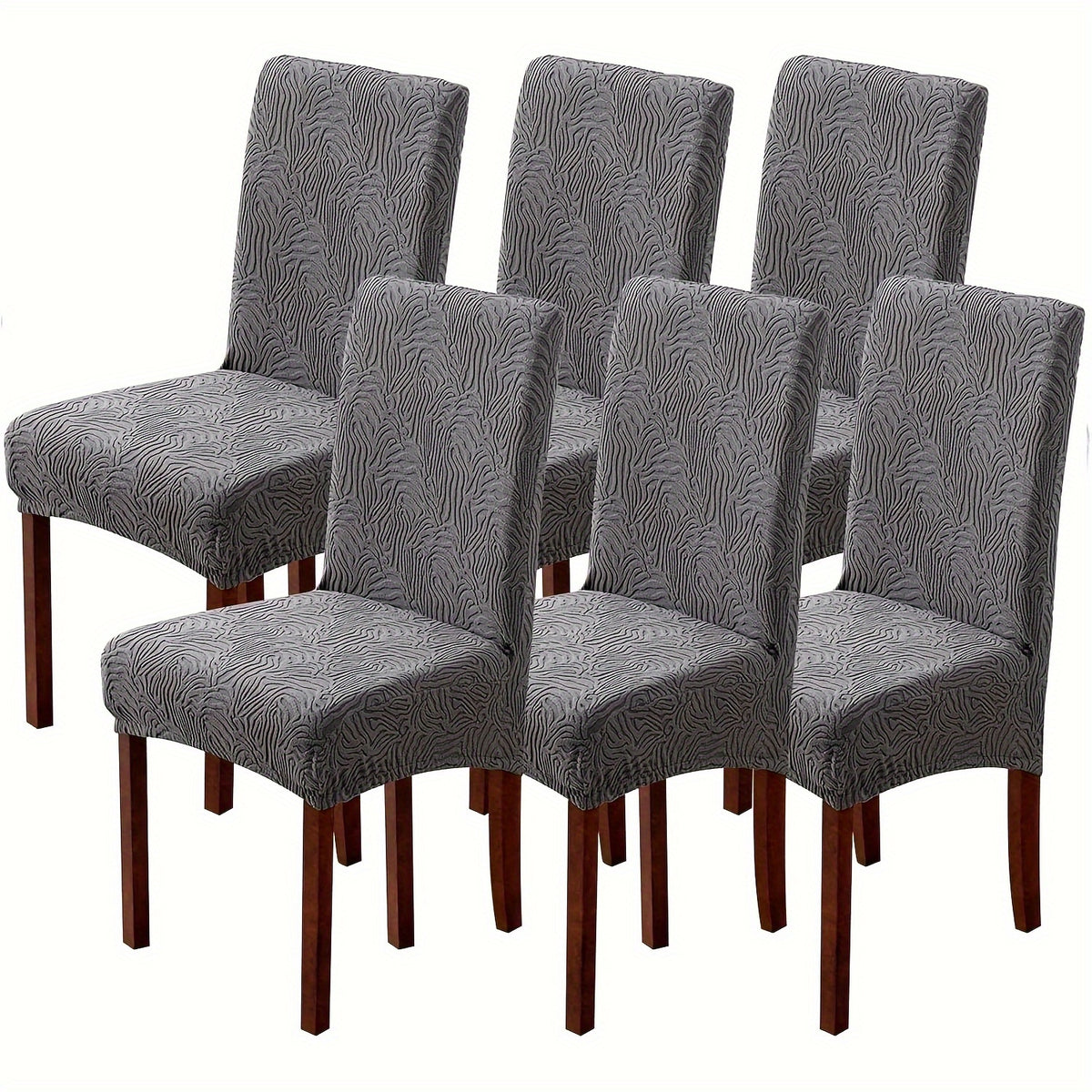 Stretch Jacquard Dining Chair Covers 4/6 Pack – Polar Fleece Slipcovers with Elastic Band, Removable Washable Chair Protector for Dining Room Kitchen Hotel Restaurant Home Decor