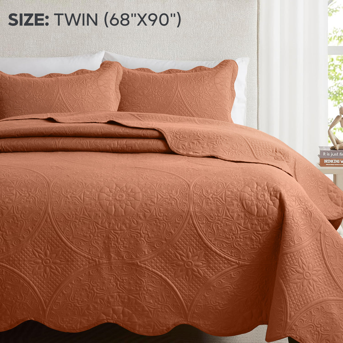 Luxury Quilted Bedspread Set 3 Piece Floral Coverlet with Pillow Shams Breathable Lightweight All Season - Twin Queen King California King 16 Colors
