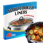 Slow Cooker Liners 40 Pack 13x21 Inch Disposable Pot Liners Fit 3-8 Quart Oval and Round Slow Cookers BPA-Free Heat Resistant to 375F Easy Cleanup