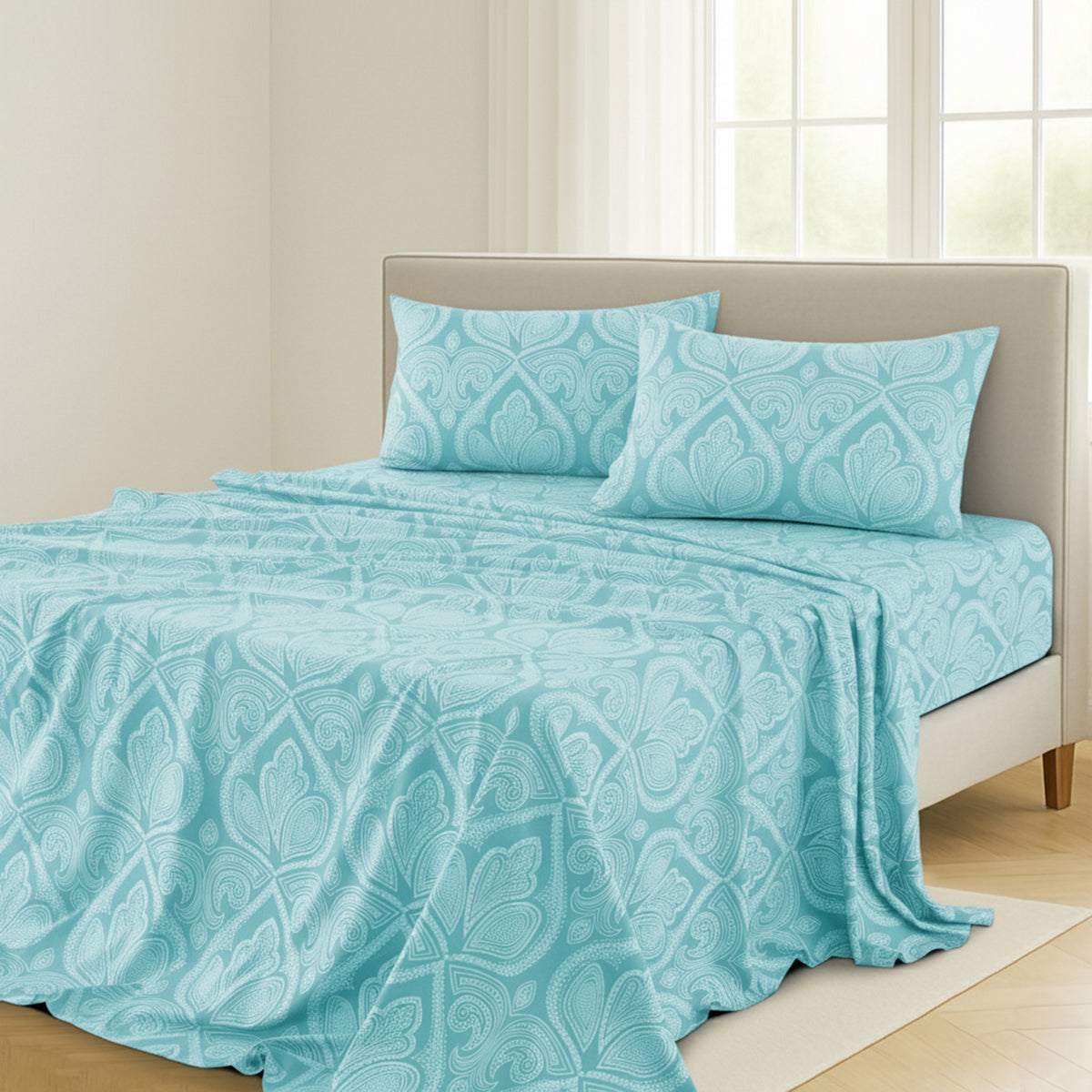 Paisley Bed Sheet Sets Queen King Twin Full Cal King – Soft Brushed Microfiber Deep Pocket Fitted Sheet & Pillowcases, Wrinkle Free