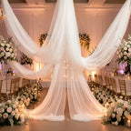 White Chiffon Draping Fabric Roll 32.8Ft - Sheer Arch Curtain for Wedding Ceremony Backdrop, Reception Decor, Bridal Shower, Birthday Party, Lightweight Nylon Drape 39" Wide