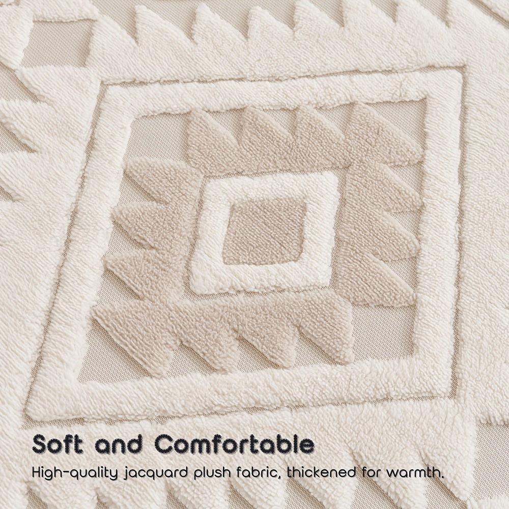 Bohemian Jacquard Sofa Cover Set 2pcs - Plush Thick Non-Slip L-Shaped Geometric Pattern Pet-Friendly All-Season Sofa Protector Machine Washable for Sectional Couches and Loveseats