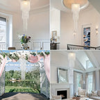 Crystal Chandelier Lampshade Acrylic Beaded Branch Ceiling Pendant Light Fixture for Wedding Party Living Room Home Decor