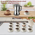 Electric Coffee Bean Grinder 300W 400g/14oz, 8-Blade Stainless Steel, One-Touch Button, Grinds Up to 36 Cups in 10 Seconds – Also for Spices, Grains & Nuts