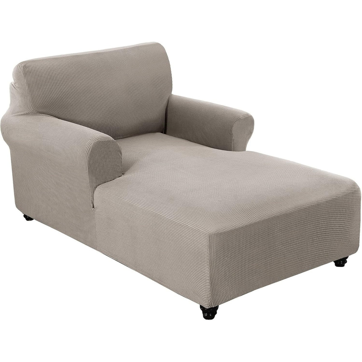 Chaise Lounge Cover Stretch Slipcover – Jacquard Lattice Fabric, Soft Machine Washable Chair Cover with No or Double Armrests for Living Room Bedroom, 11 Colors