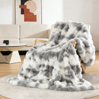Luxury Faux Rabbit Fur Throw Blanket – Super Soft Plush Warm Blanket for Couch Bed Office Travel, 4 Colors, Throw Twin Queen King, All-Season Gift