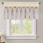Striped Patchwork Semi-Sheer Rod Pocket Curtains – Bohemian Tiered Window Panels for Bedroom, Living Room, Kitchen, Bathroom & Cafe | 1 or 2 Pcs