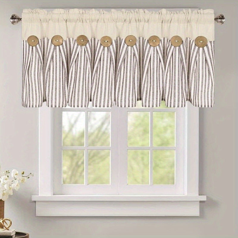 Striped Patchwork Semi-Sheer Rod Pocket Curtains – Bohemian Tiered Window Panels for Bedroom, Living Room, Kitchen, Bathroom & Cafe | 1 or 2 Pcs