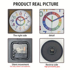 Color Learning Wall Clock for Kids – 8, 10 & 12 Inch Silent Quartz Movement, Teach How to Tell Time, Educational Teaching Clock for Bedroom, Classroom & School, AA Battery, Holiday Gift