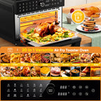 32-Quart 20-in-1 Air Fryer Oven & Toaster Oven Combo, 1800W, 360° Hot Air Circulation, 12 Cooking Modes, Clear Door, 13" Pizza Pan & 7 Accessories — Fits 13-lb Turkey, 86–450°F, Black
