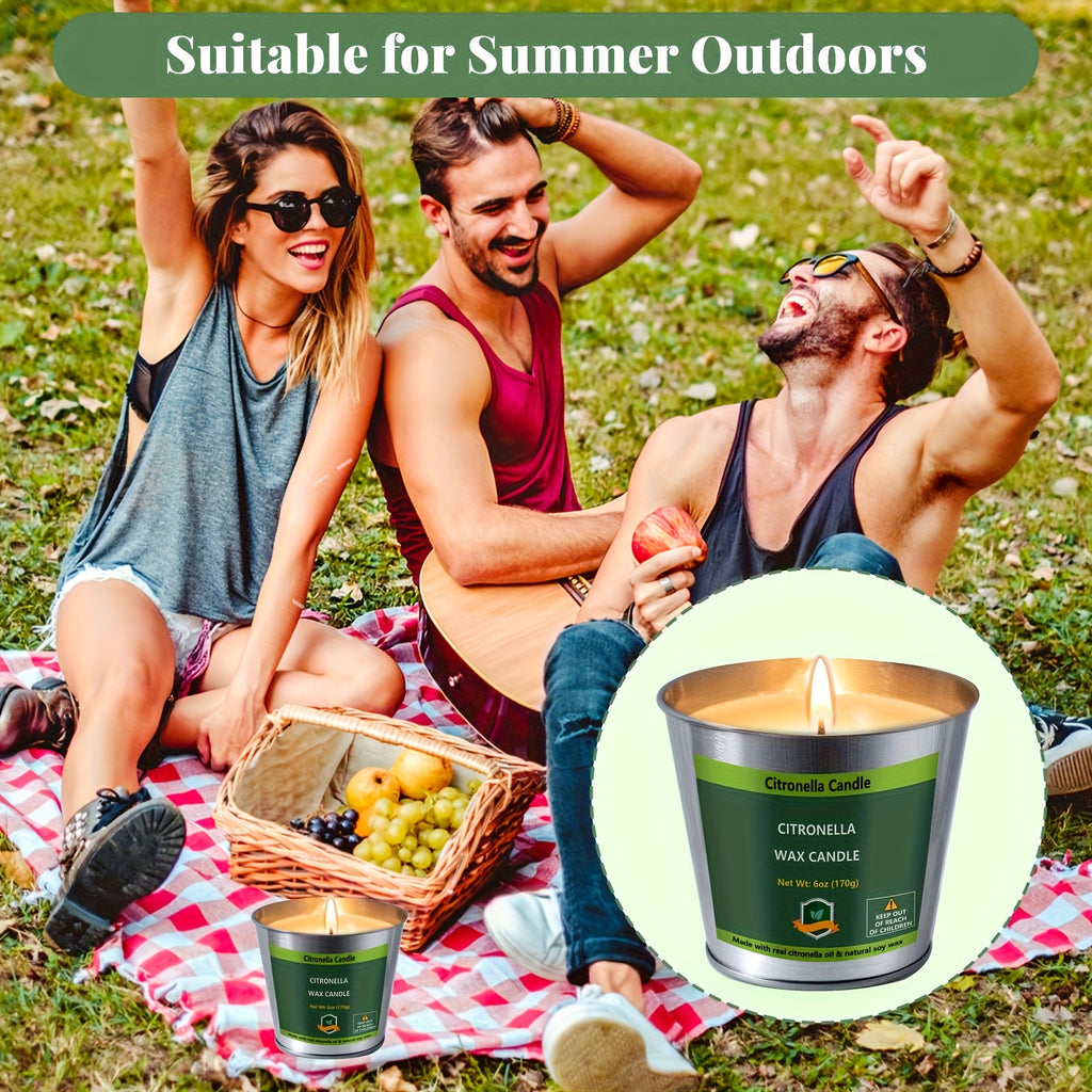 Citronella Candles Outdoor Set 4pcs 6oz Each 128 Hours Total Burn Time – Long-Lasting Mosquito Repellent Candles for Patio, BBQ, Camping, Garden, Yard & Deck, Perfect Father’s Day Gift