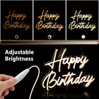Happy Birthday Neon Sign Dimmable with Tropical Leaf Design, USB Powered LED Wall Decor, 16.5" x 12.2" – Birthday Party Decoration