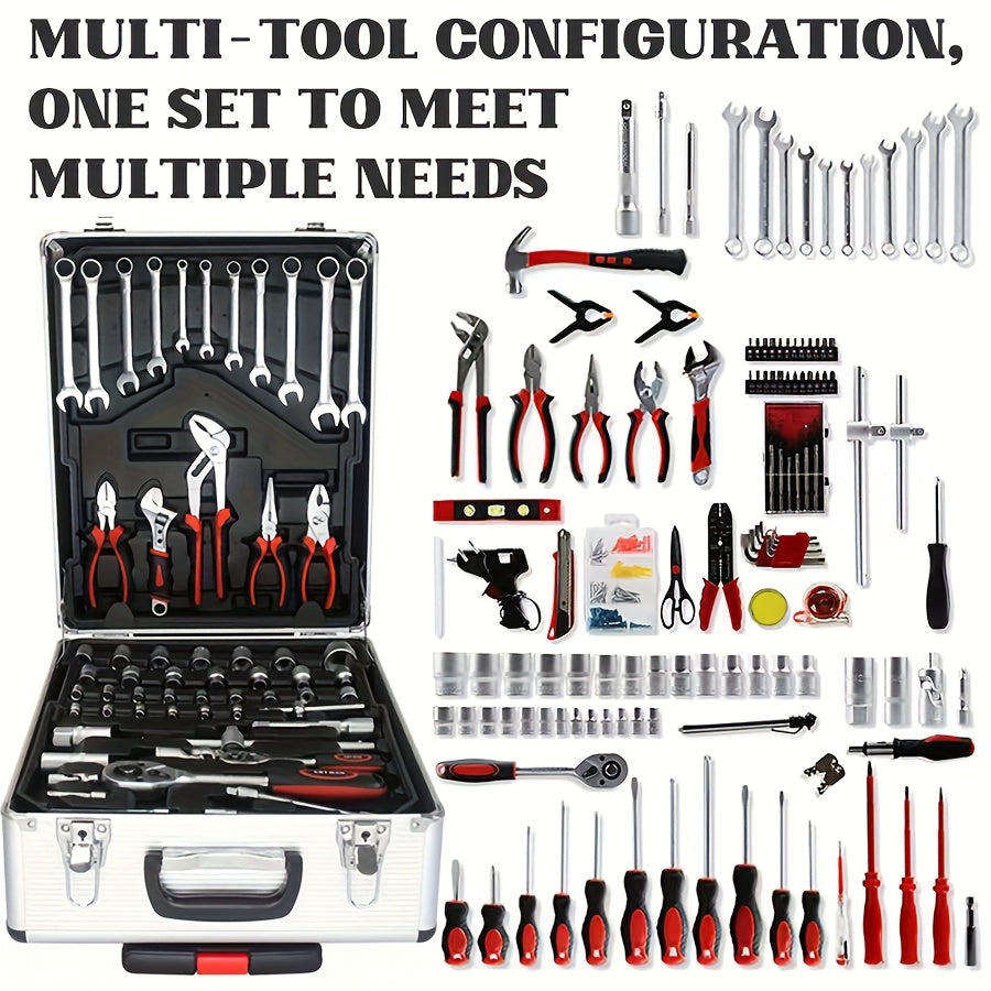 52-Piece Professional Tool Set Toolbox – Multi-Function Portable Home & Car Repair Kit for Enthusiasts and Professionals, Gift for Men, White Black Red