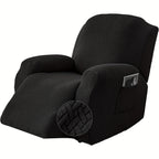 Recliner Sofa Cover 4pcs Set Jacquard Velvet High Elastic with Pocket – Removable Washable Chair & Sofa Protection Cover for Home Hotel, 7 Colors