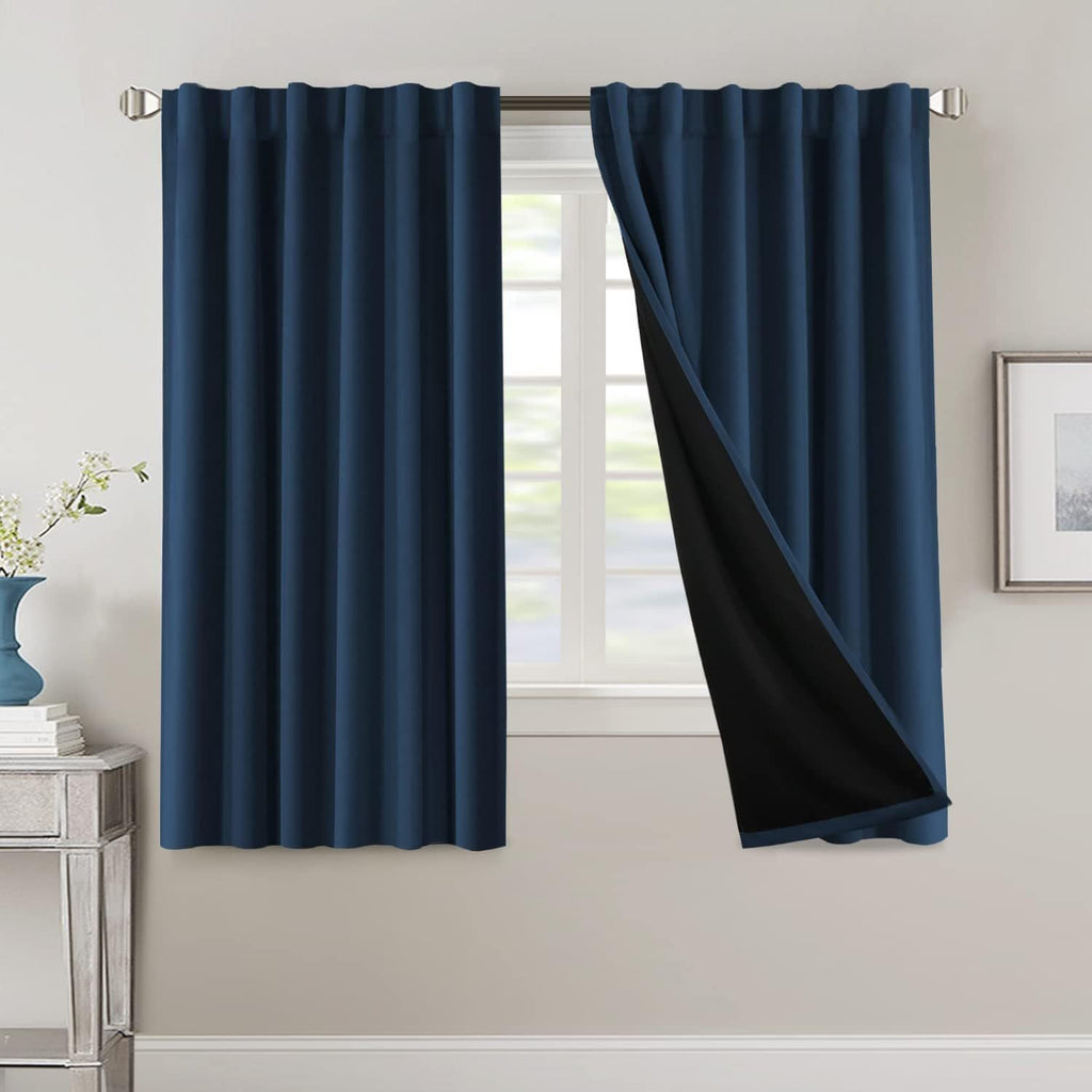 Blackout Curtains 2 Panels 100% Room Darkening 96 Inch Long – Triple Weave Thermal Insulated Back Tab & Rod Pocket Window Drapes for Bedroom & Living Room