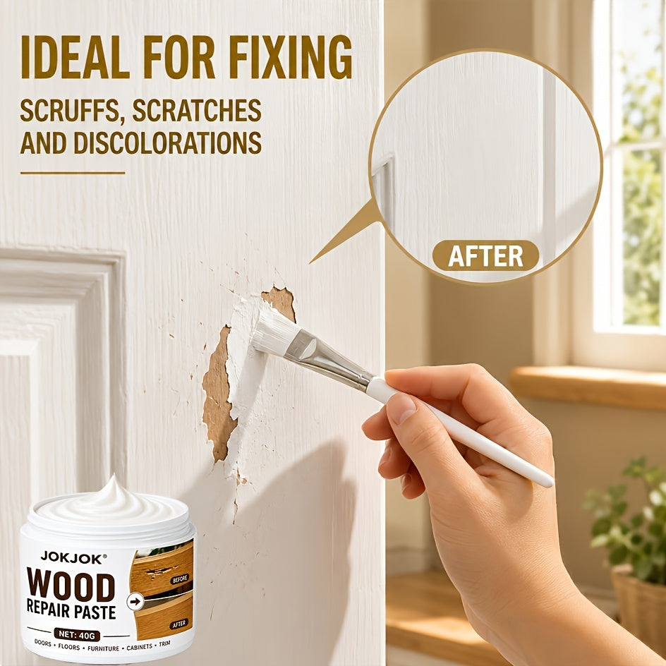 Wood Repair Paste Filler Cream - Fixes Scratches, Cracks, Chips & Holes, Restores Color on Furniture, Floors, Cabinets, Doors, Tables & Trim, Easy-Apply Wood Restoration Cream
