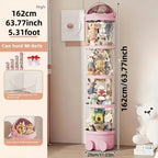 Stuffed Animal Storage Tube 4-Layer Transparent with Handle, 63.8" Vertical Display Tower for Plush Toys, Dolls & Collectibles – Dustproof Sealed Organizer for Bedroom, Living Room & Dollhouse Decor