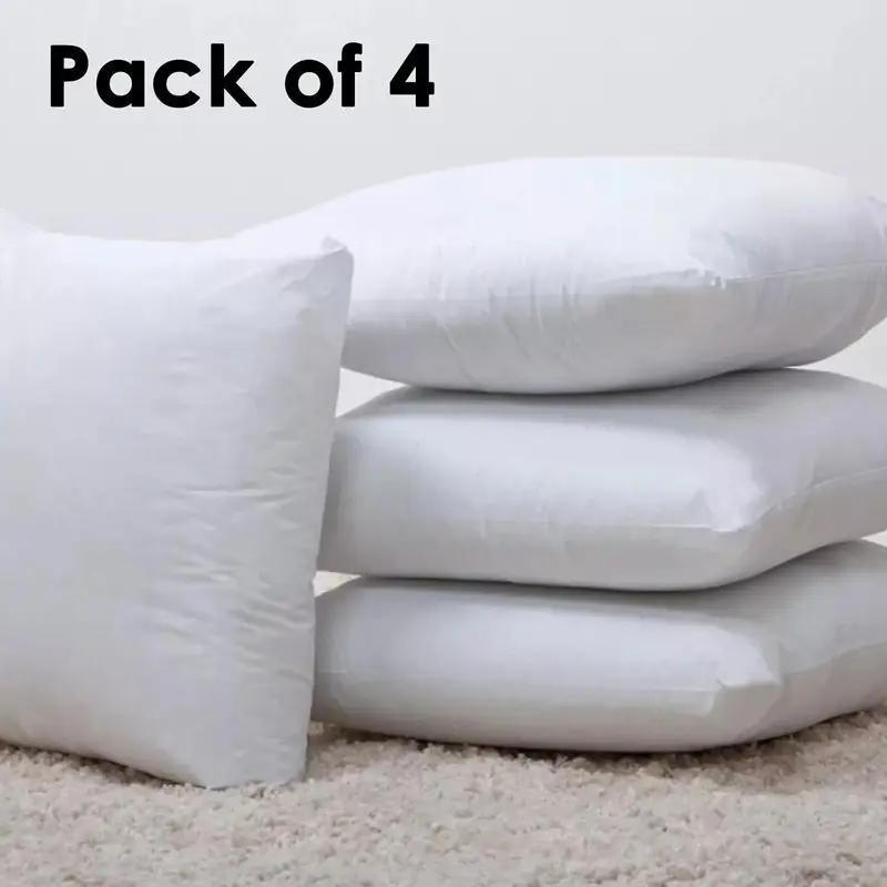 Throw Pillow Inserts 4-Pack 20x20 Inch Soft Hypoallergenic Polyester Fiber Stuffing Cushion Core with Zipper for Sofa Couch Bed Square White Pillow Filler